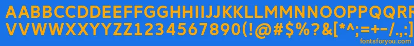 フォントReitamRegular – オレンジ色の文字が青い背景にあります。
