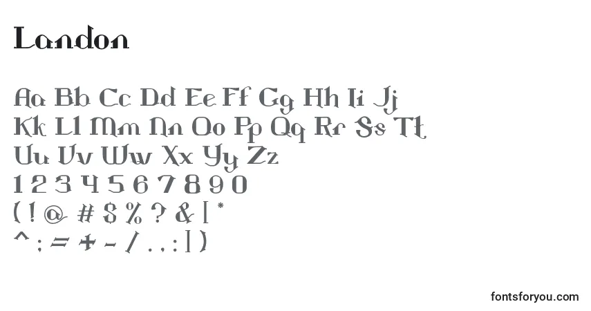 Schriftart Landon (45808) – Alphabet, Zahlen, spezielle Symbole