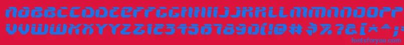 V5AmponSlanted-Schriftart – Blaue Schriften auf rotem Hintergrund