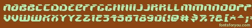 フォントV5AmponSlanted – 緑色の文字が茶色の背景にあります。
