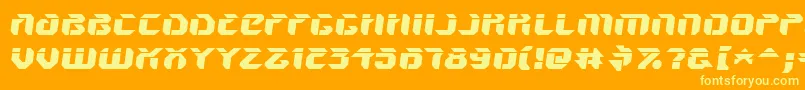 V5AmponSlanted-Schriftart – Gelbe Schriften auf orangefarbenem Hintergrund