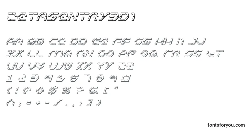 Czcionka Zetasentry3Di – alfabet, cyfry, specjalne znaki