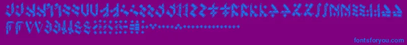 TemphisKnotwork-Schriftart – Blaue Schriften auf violettem Hintergrund