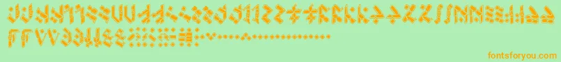 TemphisKnotwork-Schriftart – Orangefarbene Schriften auf grünem Hintergrund