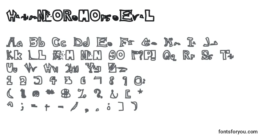 A fonte WithNoRemorseEvil – alfabeto, números, caracteres especiais