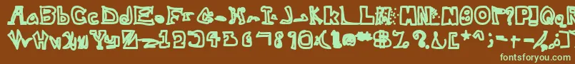 フォントWithNoRemorseEvil – 緑色の文字が茶色の背景にあります。