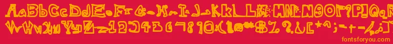 フォントWithNoRemorseEvil – 赤い背景にオレンジの文字