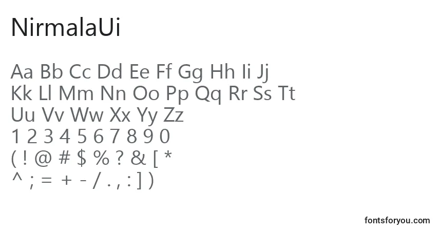 Czcionka NirmalaUi – alfabet, cyfry, specjalne znaki