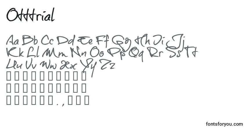 Fuente Otttrial - alfabeto, números, caracteres especiales