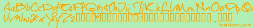 Otttrial-Schriftart – Orangefarbene Schriften auf grünem Hintergrund