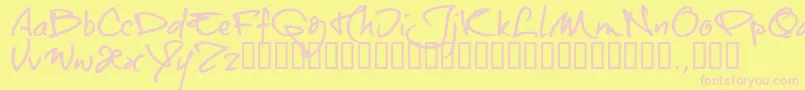 Otttrial-fontti – vaaleanpunaiset fontit keltaisella taustalla