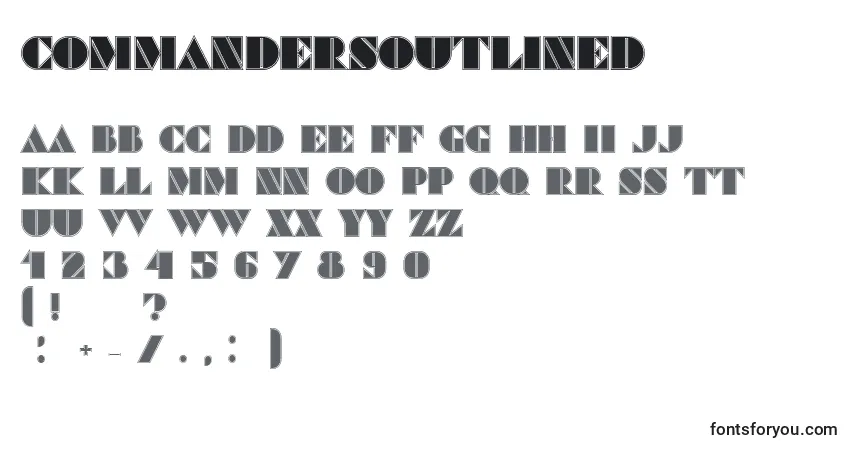 Schriftart CommandersOutlined – Alphabet, Zahlen, spezielle Symbole