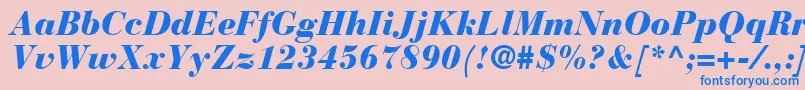 BodoniRecutBlackSsiBlackItalic Font – Blue Fonts on Pink Background