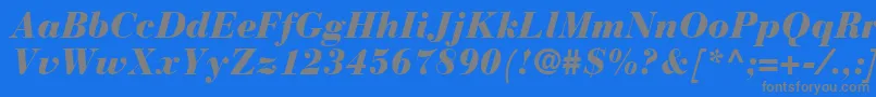 BodoniRecutBlackSsiBlackItalic Font – Gray Fonts on Blue Background