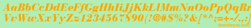 BodoniRecutBlackSsiBlackItalic-fontti – oranssit fontit vihreällä taustalla