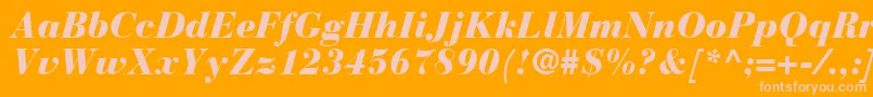 BodoniRecutBlackSsiBlackItalic Font – Pink Fonts on Orange Background