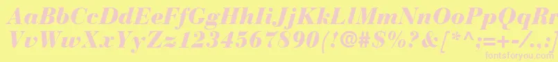 BodoniRecutBlackSsiBlackItalic-Schriftart – Rosa Schriften auf gelbem Hintergrund