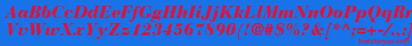 BodoniRecutBlackSsiBlackItalic Font – Red Fonts on Blue Background