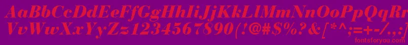 BodoniRecutBlackSsiBlackItalic Font – Red Fonts on Purple Background