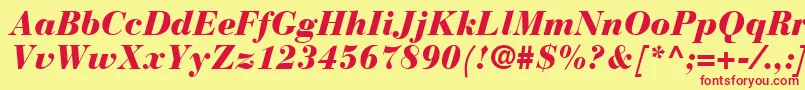 BodoniRecutBlackSsiBlackItalic Font – Red Fonts on Yellow Background