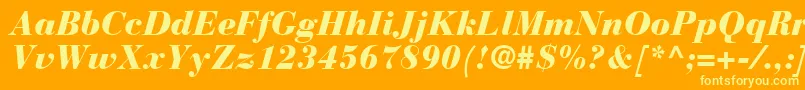 BodoniRecutBlackSsiBlackItalic Font – Yellow Fonts on Orange Background