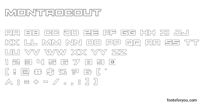 Schriftart Montrocout – Alphabet, Zahlen, spezielle Symbole