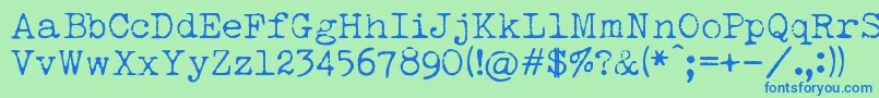 フォントLuckyTypewriter – 青い文字は緑の背景です。