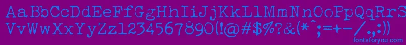 LuckyTypewriter-fontti – siniset fontit violetilla taustalla