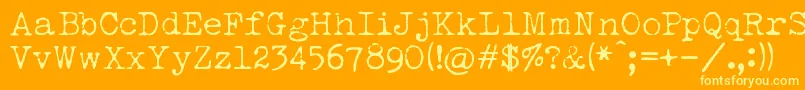 Więcej informacji o czcionce LuckyTypewriter Czcionka LuckyTypewriter – żółte czcionki na pomarańczowym tle