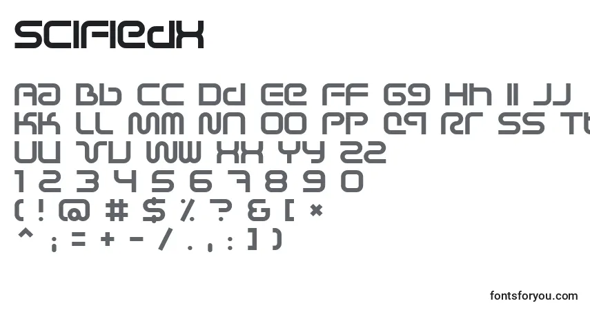 Шрифт SciFiedX – алфавит, цифры, специальные символы