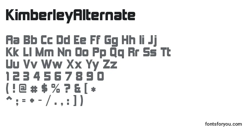Czcionka KimberleyAlternate – alfabet, cyfry, specjalne znaki