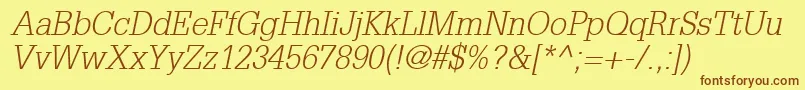 InstallationLightSsiLightItalic Font – Brown Fonts on Yellow Background