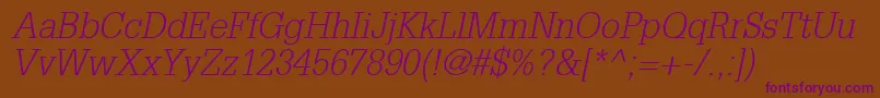 InstallationLightSsiLightItalic Font – Purple Fonts on Brown Background