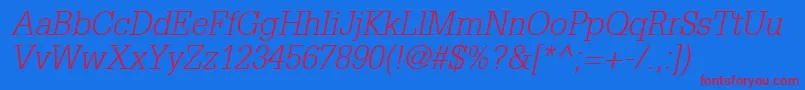 InstallationLightSsiLightItalic-fontti – punaiset fontit sinisellä taustalla