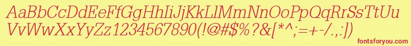 InstallationLightSsiLightItalic Font – Red Fonts on Yellow Background