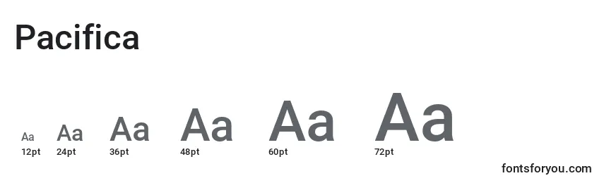 Размеры шрифта Pacifica