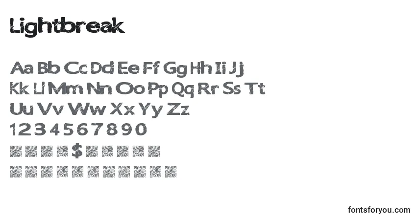 Lightbreak-fontti – aakkoset, numerot, erikoismerkit