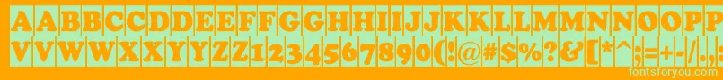 Cooper5-Schriftart – Grüne Schriften auf orangefarbenem Hintergrund