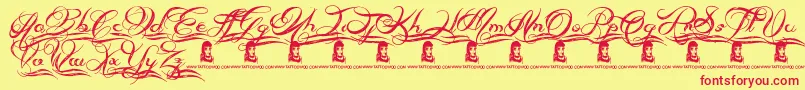 AlwaysBesideYou Font – Red Fonts on Yellow Background