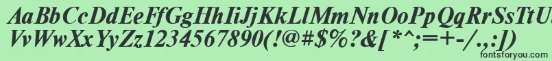 TimesdlBoldItalic-fontti – mustat fontit vihreällä taustalla