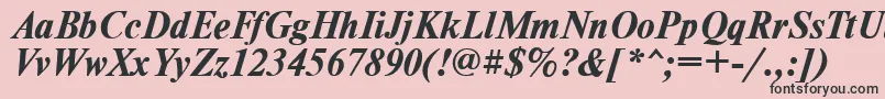 TimesdlBoldItalic-fontti – mustat fontit vaaleanpunaisella taustalla