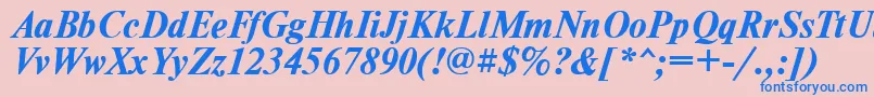 TimesdlBoldItalic-fontti – siniset fontit vaaleanpunaisella taustalla