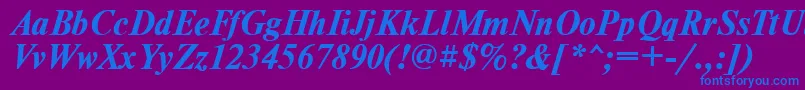 TimesdlBoldItalic-Schriftart – Blaue Schriften auf violettem Hintergrund