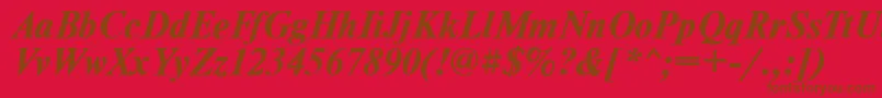 TimesdlBoldItalic-fontti – ruskeat fontit punaisella taustalla