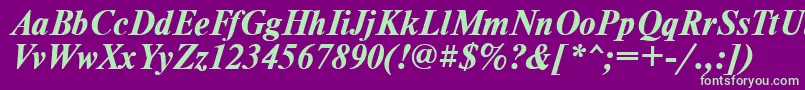 TimesdlBoldItalic-fontti – vihreät fontit violetilla taustalla
