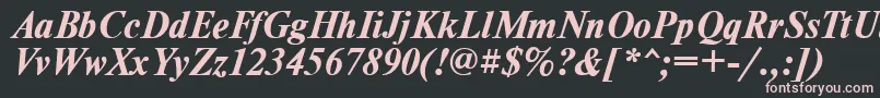 TimesdlBoldItalic-fontti – vaaleanpunaiset fontit mustalla taustalla