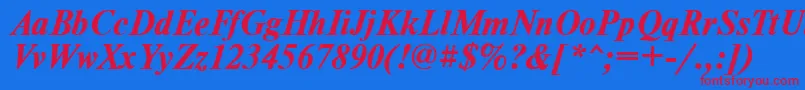 TimesdlBoldItalic Font – Red Fonts on Blue Background