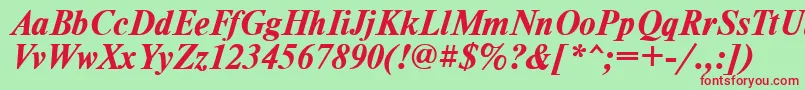 TimesdlBoldItalic Font – Red Fonts on Green Background