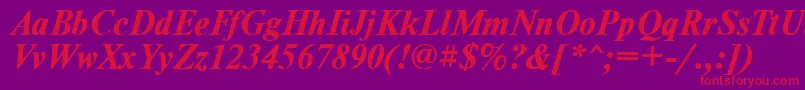 TimesdlBoldItalic Font – Red Fonts on Purple Background