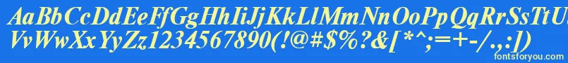 TimesdlBoldItalic-Schriftart – Gelbe Schriften auf blauem Hintergrund